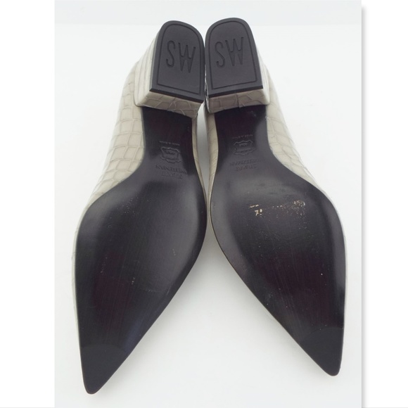 New STUART WEITZMAN Alligator Block Heel Pumps 6 - Picture 7 of 8